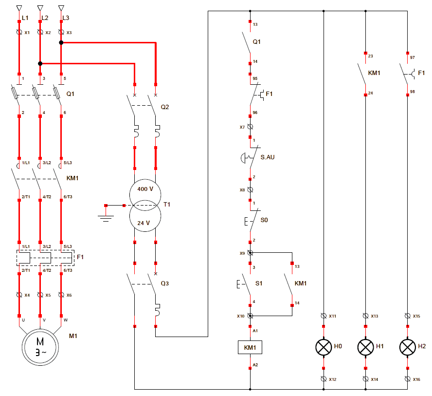 Démarrage direct 1 sens de marche - Sectionneur et relais thermique